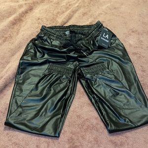Faux leather joggers